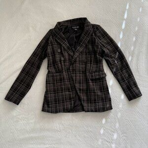 Rachel Zoe Blazer Jacket Women's XS Plaid Black, Brown, Grey